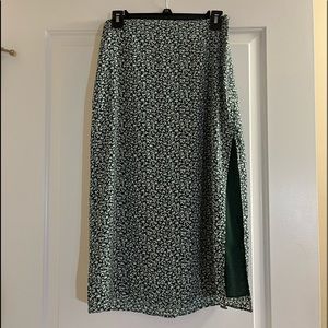 Abercrombie green midi skirt with high slit.